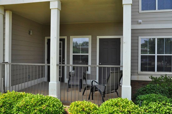 Westlake Apartments big open model patio with fence