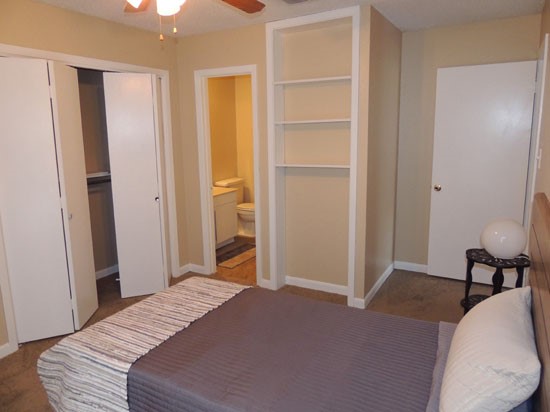 Chimney Hill Apartments View Of Model Bedroom With Private Bathroom