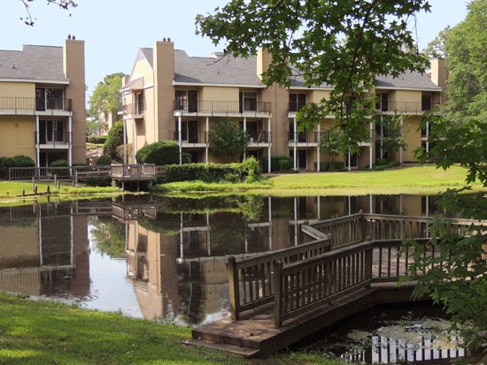 Chimney Hill Big Pond with Beautiful Wooden Bridge Going over Pond