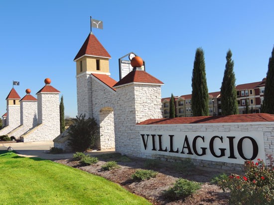 Villaggio Apartments sign Texas Street